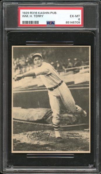 1929 R316 Kashin Publications Wm. (Bill) H. Terry PSA 6 EX-MT 