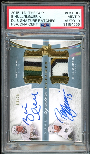 2015 Upper Deck The Cup Dual Signature Patches /35 #DSPHG Brett Hull//Bill Guerin PSA 9 MINT Auto 10