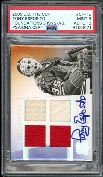 2009 Upper Deck The Cup Foundations Jerseys Autograph /10 #CF-TE Tony Esposito PSA 9 MINT Auto 10