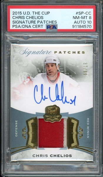 2015 Upper Deck The Cup Signature Patches /99 #SP-CC Chris Chelios PSA 8 NM-MT Auto 10