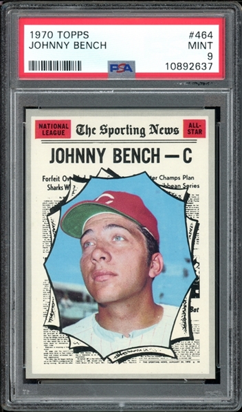 1970 Topps #464 Johnny Bench PSA 9 MINT