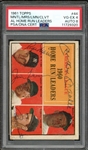 1961 Topps AL Home Run Leaders #44 Signed Mantle/Maris/Lemon/Colavito PSA 4 VG-EX Auto 8