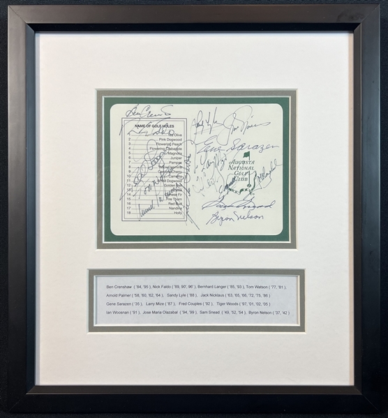 Ultra Rare Augusta National Golf Club Multi Signed Masters Winners Scorecard (15 signatures) JSA LOA