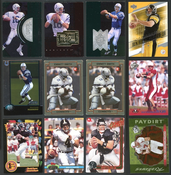 1990s-00s Football Rookie Card Shoebox Collection Of Stars, HOFers Of Manning, Smith, Favre, And Roethlisberger