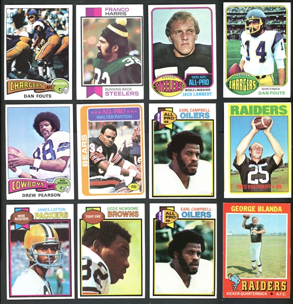 1970s Topps Football Rookie Card Shoebox Collection Of 28 With Stars, And HOFers Fouts, Harris, Lambert, And Campbell