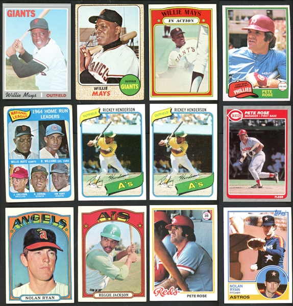 1960s-80s Baseball Star And HOFer Lot Of 13 With Henderson Rookie Cards