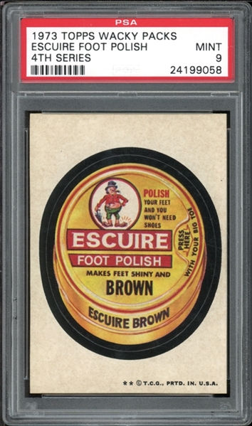 1973 Topps Wacky Packs 4TH Series Escuire Foot Polish PSA 9 MINT