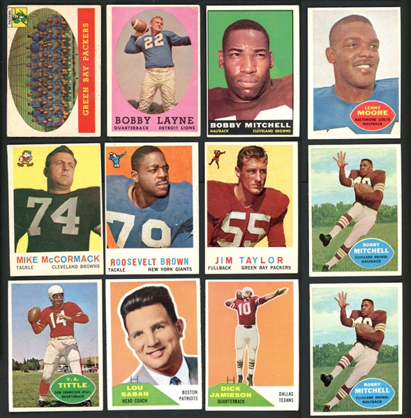 1950s-60s Topps/Fleer Football Shoebox Collection Of 122 With Stars, HOFers, and Rookie Cards