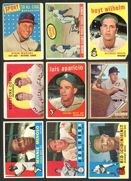 1957-63 Topps Baseball Shoebox Collection Of 61 Cards With Stars, and HOFers 