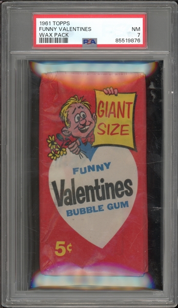 1961 Topps Funny Valentines Wax Pack PSA 7 NM