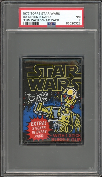 1977 Topps Star Wars 1st Series- 2 Card "Fun Pack" - Wax Pack PSA 7 NM