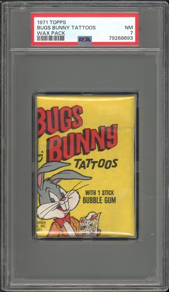 1971 Topps Bugs Bunny Tattoos Wax Pack PSA 7 NM