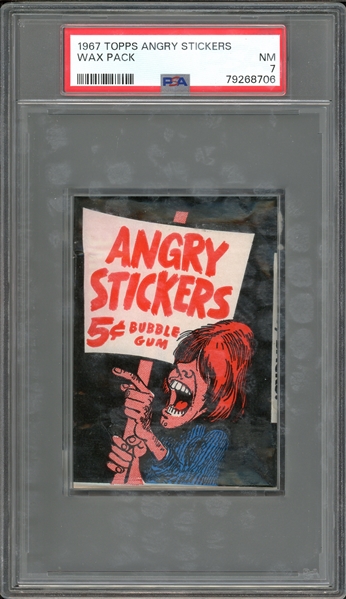 1967 Topps Angry Stickers Wax Pack PSA 7 NM