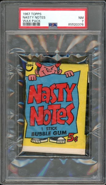 1967 Topps Nasty Notes Wax Pack PSA 7 NM