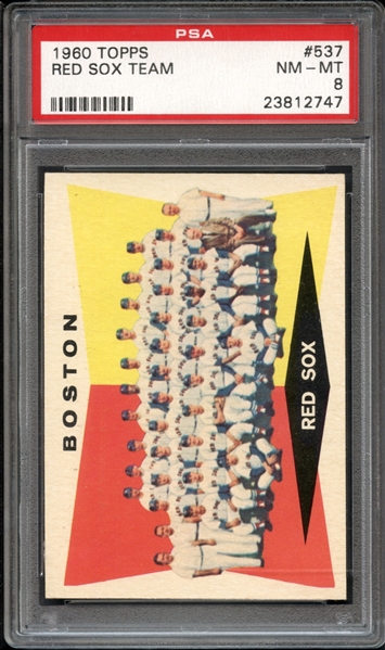 1960 Topps #537 Red Sox Team PSA 8 NM-MT 