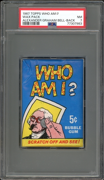 1967 Topps Who Am I? Wax Pack Alexander Graham Bell-Bk PSA 7 NM