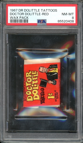 1967 Dr. Doolittle Tattoos Doctor Doolittle-Red Wax Pack PSA 8 NM-MT