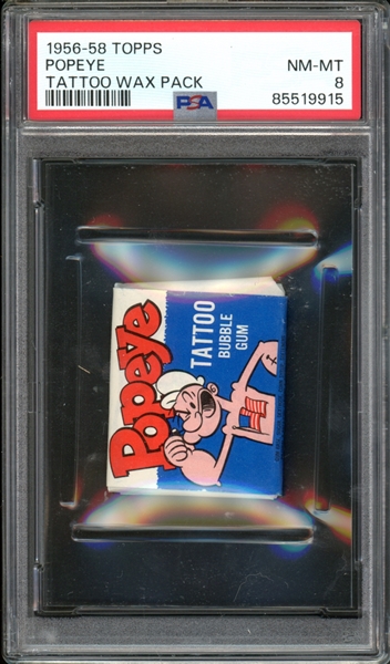 1956-58 Topps Popeye Tattoo Wax Pack PSA 8 NM-MT 