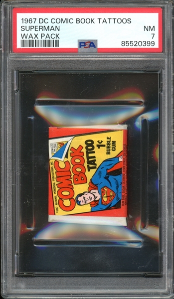 1967 DC Comic Book Tattoos Superman Wax Pack PSA 7 NM