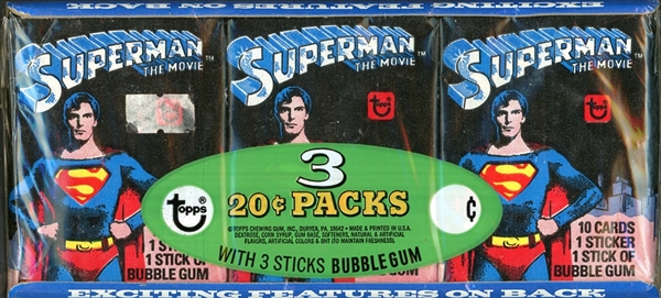 1978 Topps Superman The Movie Grocery Store 3 Pack Tray