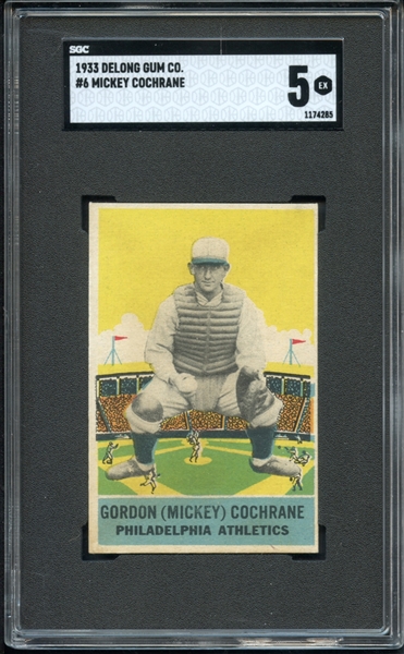 1933 Delong Gum Co. #6 Mickey Cochrane SGC 5 EX 