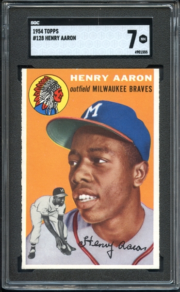 1954 Topps #128 Henry Aaron SGC 7 NM -Outstanding High End Quality For The Grade