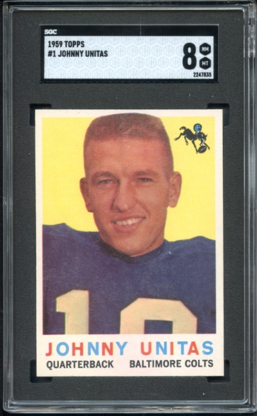 1959 Topps #1 Johnny Unitas SGC 8 NM-MT 