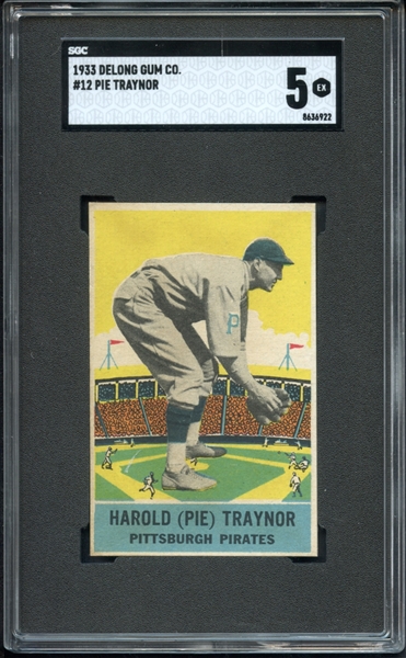 1933 Delong Gum Co. #12 Pie Traynor SGC 5 EX