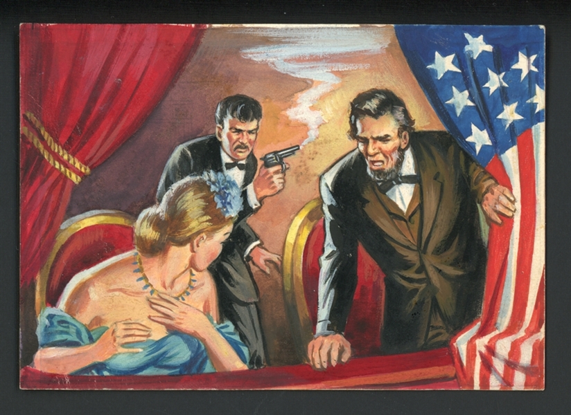 1954 Topps Scoops Original Artwork for #6 Lincoln Shot