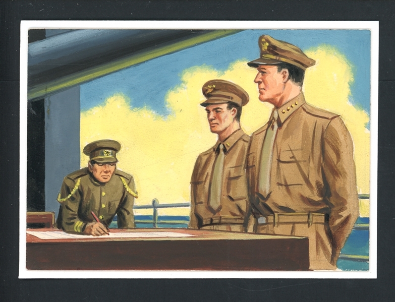 1954 Topps Scoops Original Artwork For #58 Japanese Surrender