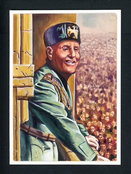 1954 Topps Scoops Original Artwork For #74 Mussolini Dead