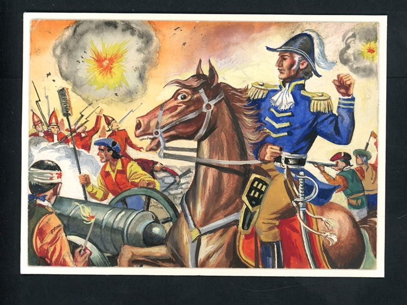 1954 Topps Scoops Original Artwork For #79 British Lose At New Orleans 