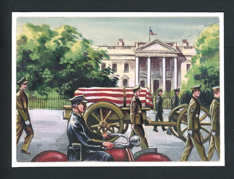 1954 Topps Scoops Original Artwork for #136 Franklin Roosevelt Dies