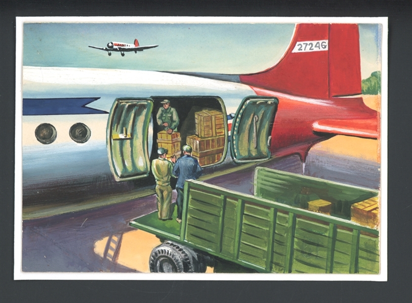 1954 Topps Scoops Original Artwork for #61 Berlin Airlift Begins