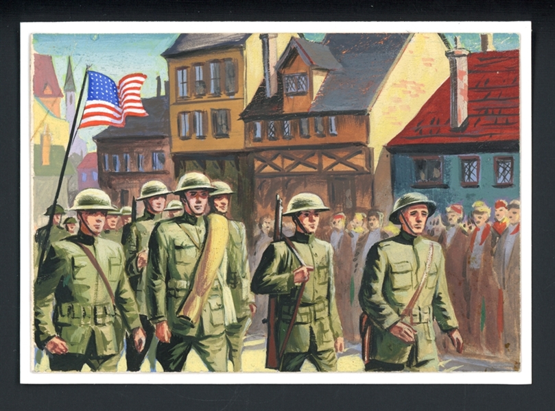 1954 Topps Scoops Original Artwork for #21 U.S. Troops Reach France