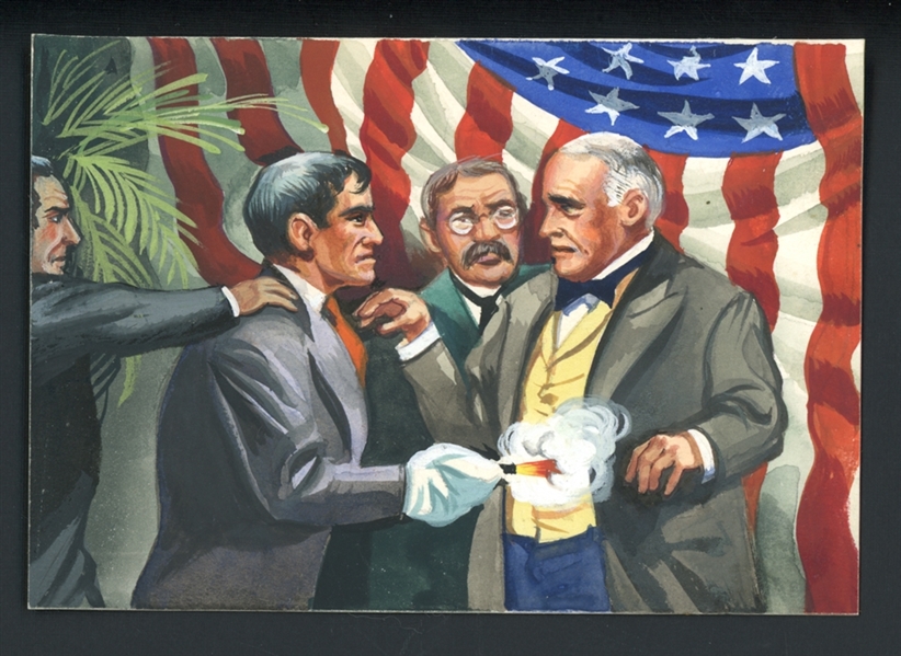 1954 Topps Scoops Original Artwork for #14 President McKinley Shot