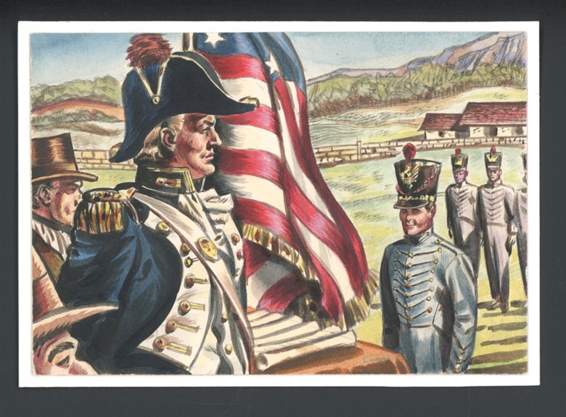 1954 Topps Scoops Original Artwork for #121 West Point Trains Cadets