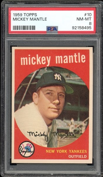 1959 Topps #10 Mickey Mantle PSA 8 NM-MT