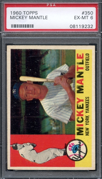 1960 Topps #350 Mickey Mantle PSA 6 EX-MT