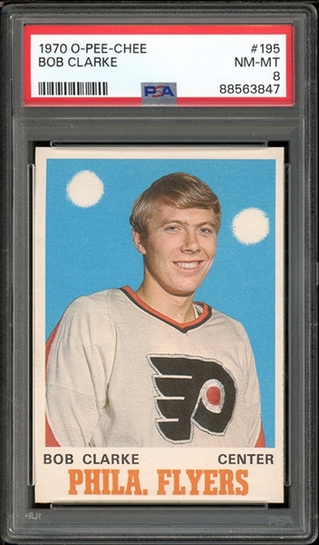 1970 O-Pee-Chee #195 Bob Clarke PSA 8 NM-MT