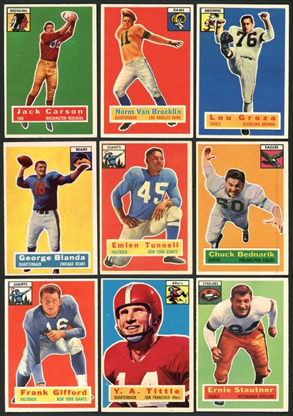 1956 Topps Football Higher Grade Near Complete Set (118/120) With Checklist And Contest Cards