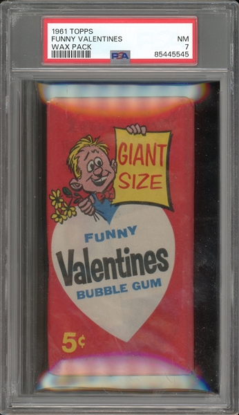 1961 Topps Funny Valentines Wax Pack PSA 7 NM