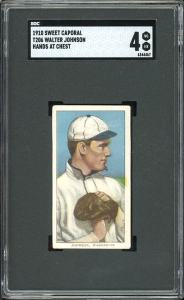 1909-11 T206 Sweet Caporal 350/30 Walter Johnson Hands At Chest SGC 4 VG-EX