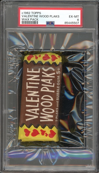 1962 Topps Valentine Woods Plaks Wax Pack PSA 6 EX-MT