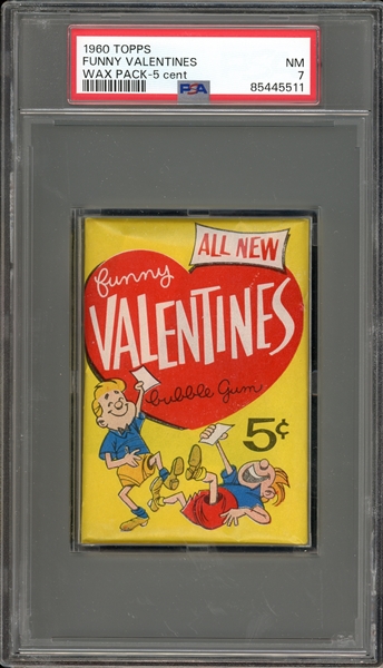 1960 Topps Funny Valentines Wax Pack 5-Cent PSA 7 NM