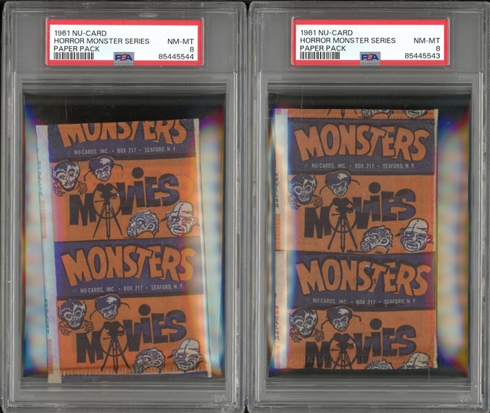 1961 Nu-Card Horror Monster Series Paper Pack Group Of (2)Two PSA Graded