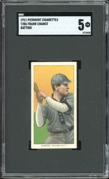 1909-11 T206 Piedmont 350-460/25 Frank Chance Batting SGC 5 EX