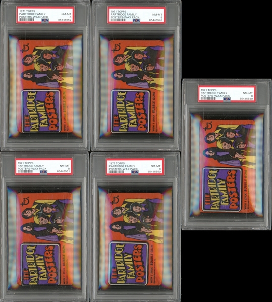 1971 Topps Partridge Family Posters Wax Pack Group Of (5)  Five PSA Graded