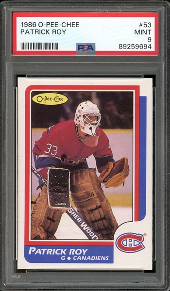 1986 O-Pee-Chee #53 Patrick Roy PSA 9 MINT