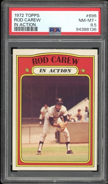 1972 Topps #696 Rod Carew In Action PSA 8.5 NM-MT+